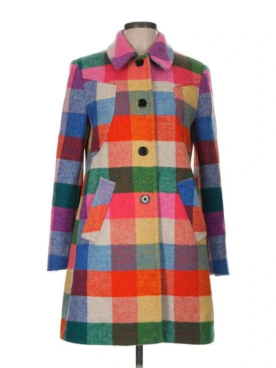 Boden Lincoln Wool Check Coat Multicolor Size 8 - Picture 2 of 2